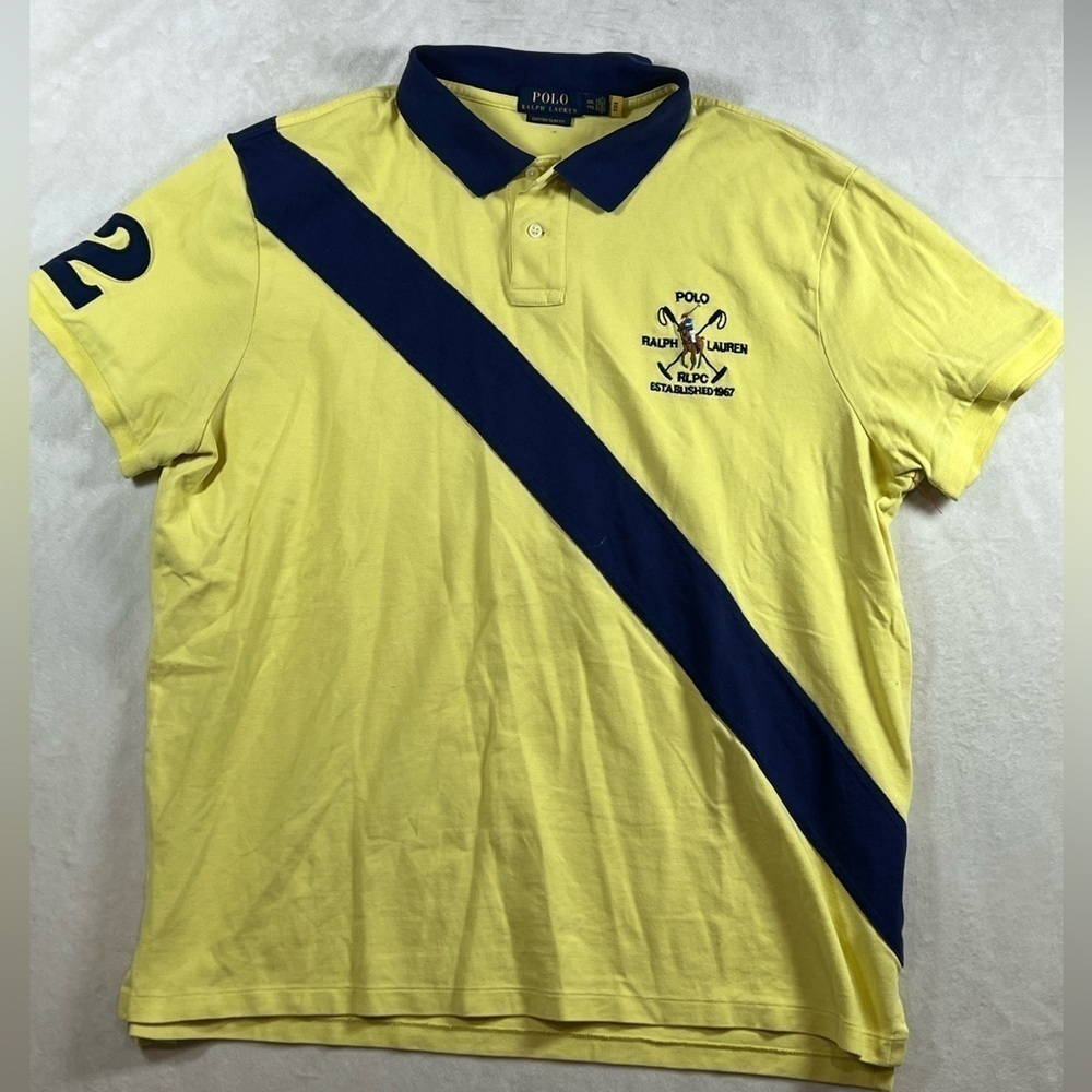 Polo Ralph Lauren XXL Classic Yellow Rugby Short Sleeve Yacht Club Polo Shirt